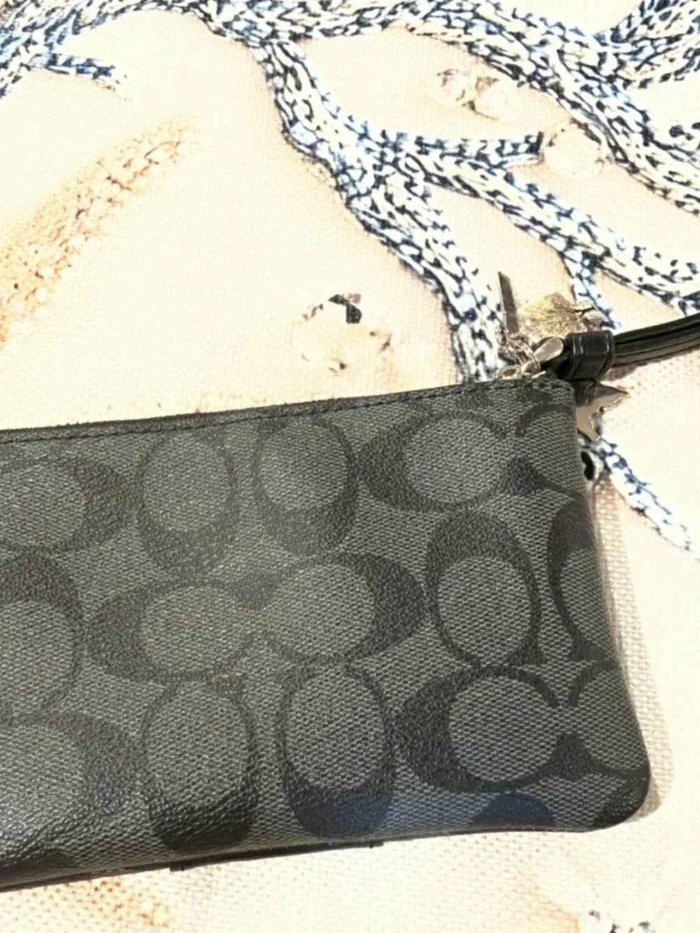 Coach Black Signature Zip Wristlet